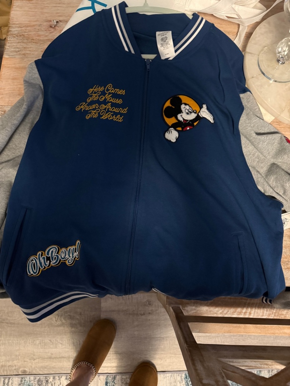 Disney Blue and Gray Mickey Varsity Jacket